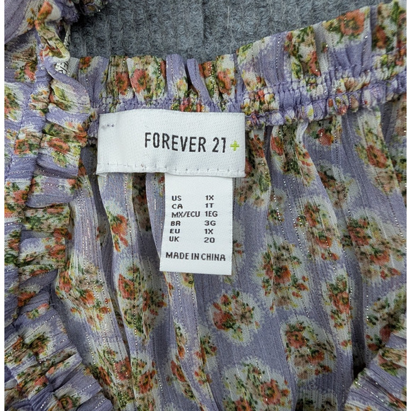 Forever 21 Milkmaid Dress Womens 1X Cottage Core Peasant Metallic Purple Y2K - Picture 5 of 9